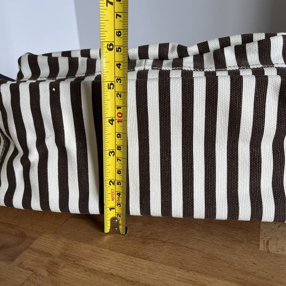 Henri Bendel Brown/White/Black Striped Canvas Large Size Backpack - Picture 12 of 12